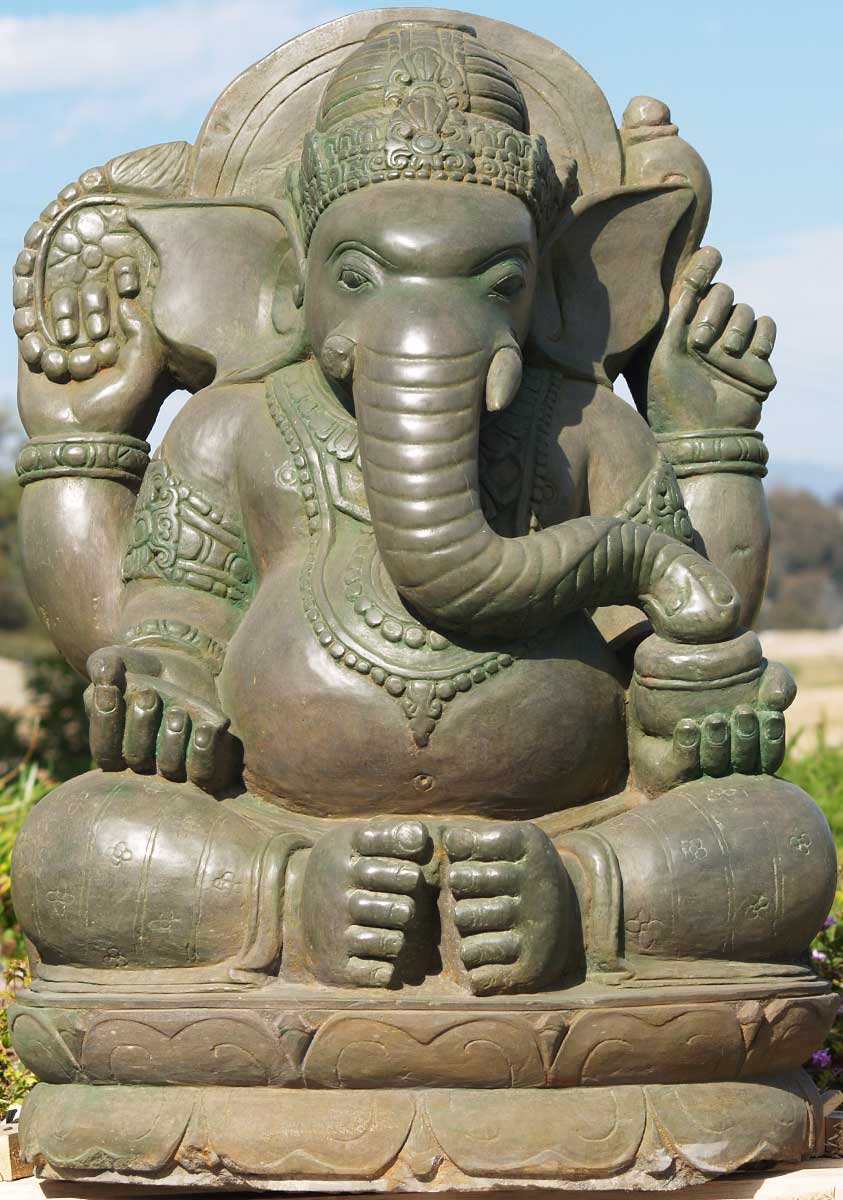 Stone Green Garden Ganesha 37"